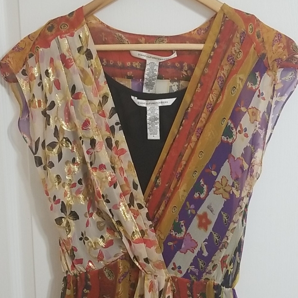 Diane von Furstenberg Silk Multi Pattern Dress 4 - Picture 2 of 16